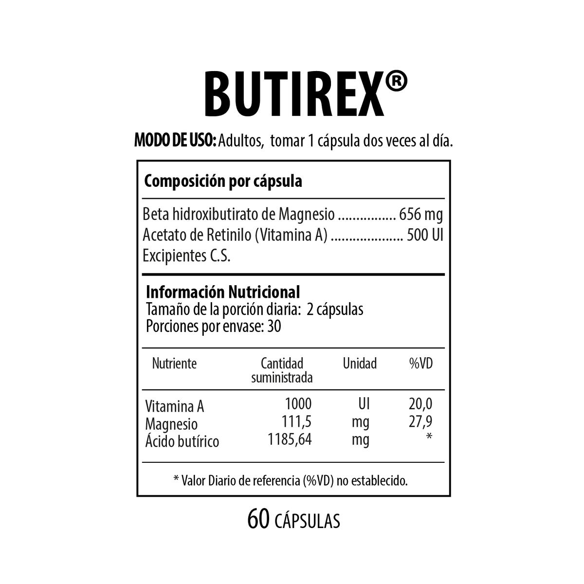 Butirex® suplemento dietario NutraBiotics en presentación comercial