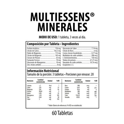 Multiessens Minerales® suplemento dietario NutraBiotics en presentación comercial